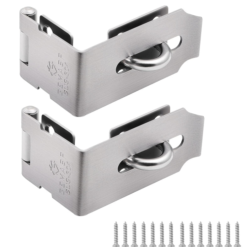 [Australia - AusPower] - Hasp Latch 2 Pack, 90 Degree Solid 304 Stainless Steel File Cabinet Lock Desk Drawer Lock, Safe Security Padlock Latch Hasp Lock for Personal Privacy 2 Pieces 
