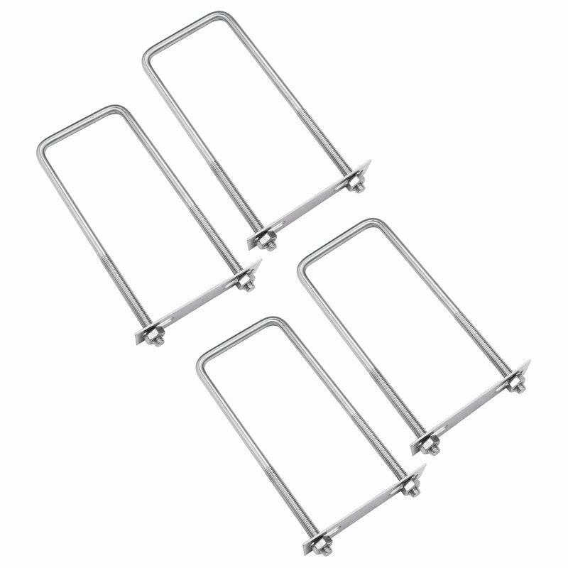 [Australia - AusPower] - 4 Sets 304 Stainless Steel Square U-Bolts 2-3/8"(60mm) Inner Width, 6.3"(160mm) Length Stainless M8 with Nuts, Frame Plate, Accessories for Automobiles Trailer, Boat Trailer Industrial Parts 60×160mm (W*L) 