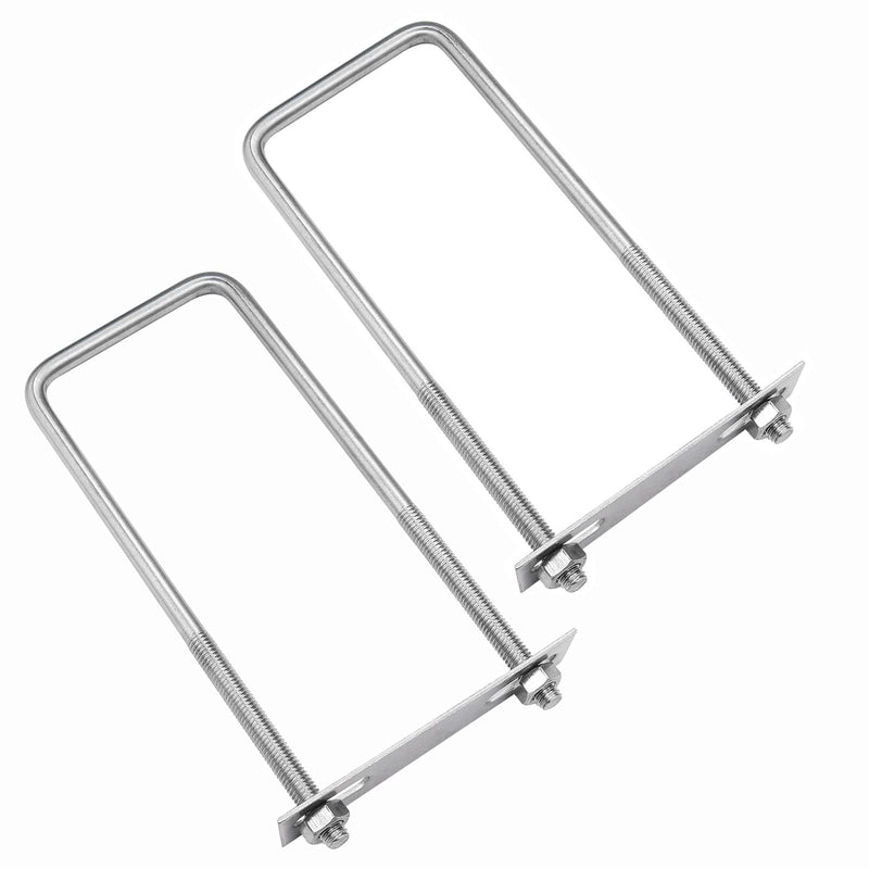 [Australia - AusPower] - 2 Sets 304 Stainless Steel Square U-Bolts 2.76"(70mm) Inner Width, 7.09"(180mm) Length Stainless M8 with Nuts, Frame Plate, Accessories for Automobiles Trailer, Boat Trailer Industrial Parts 70×180mm (W*L) 