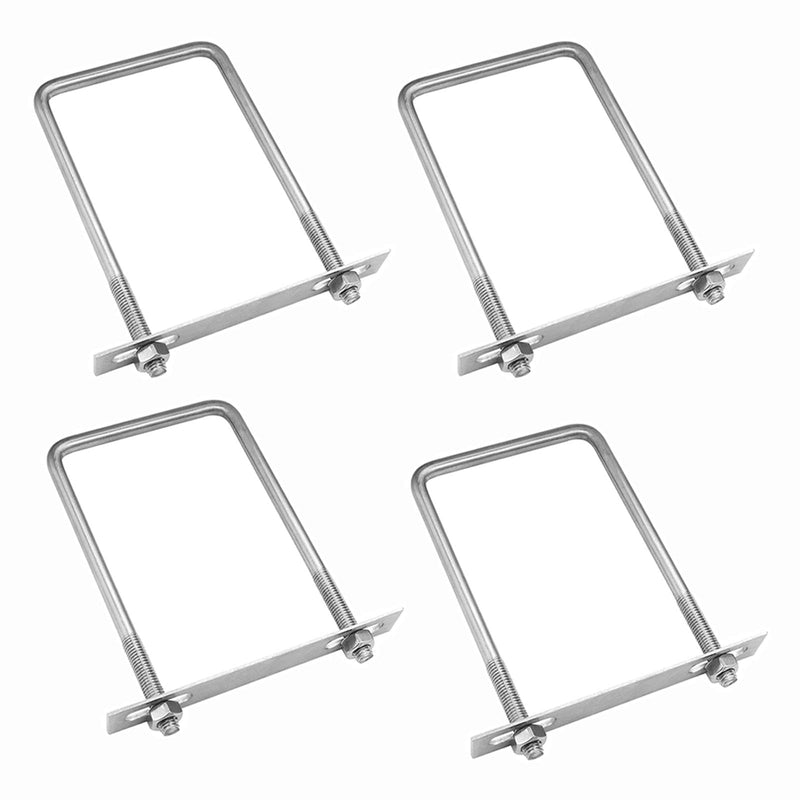 [Australia - AusPower] - 4 Sets 304 Stainless Steel Square U-Bolts 2.56"(65mm) Inner Width, 3.15"(80mm) Length Stainless with M6 Nuts, Frame Plate, Accessories for Automobiles Trailer, Boat Trailer Industrial Parts 65×80mm (W*L) 