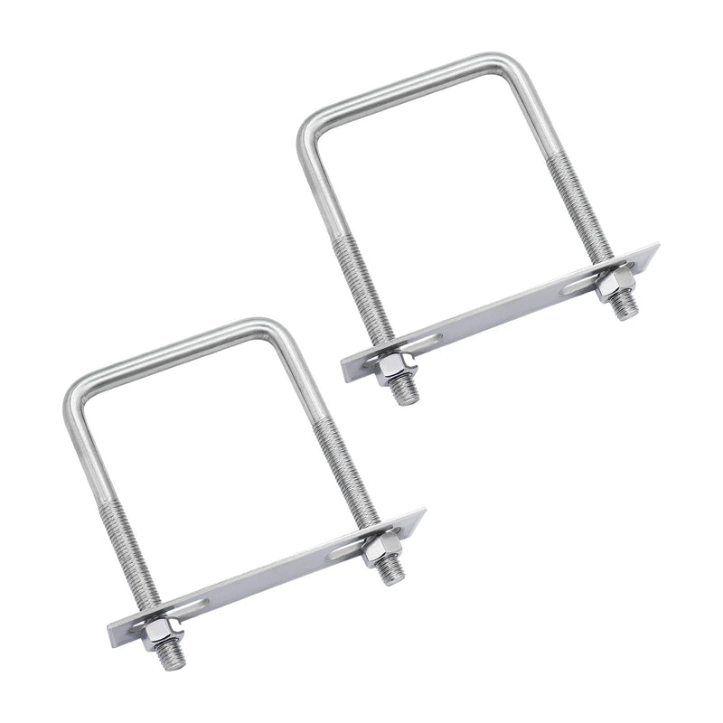 [Australia - AusPower] - 2 Sets 304 Stainless Steel Square U-Bolts 3.94"(100mm)Inner Width, 5.91"(150mm)Length Stainless with M10 Nuts, Frame Plate, Accessories for Automobiles Trailer, Boat Trailer Industrial Parts 100×150mm (W*L) 