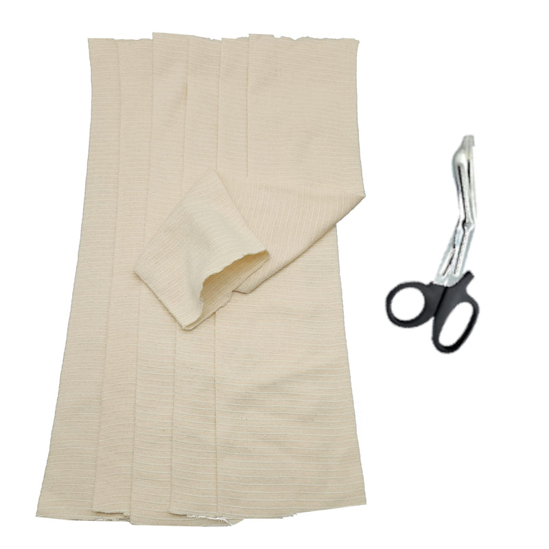 [Australia - AusPower] - Premium Elastic Tubular Medical Bandage Size F Stockinette, 6 Strips - 4 in Wide x 18 in Long Plus Medical Scissors to Trim to fit. Size F - 4.0" x 16" 
