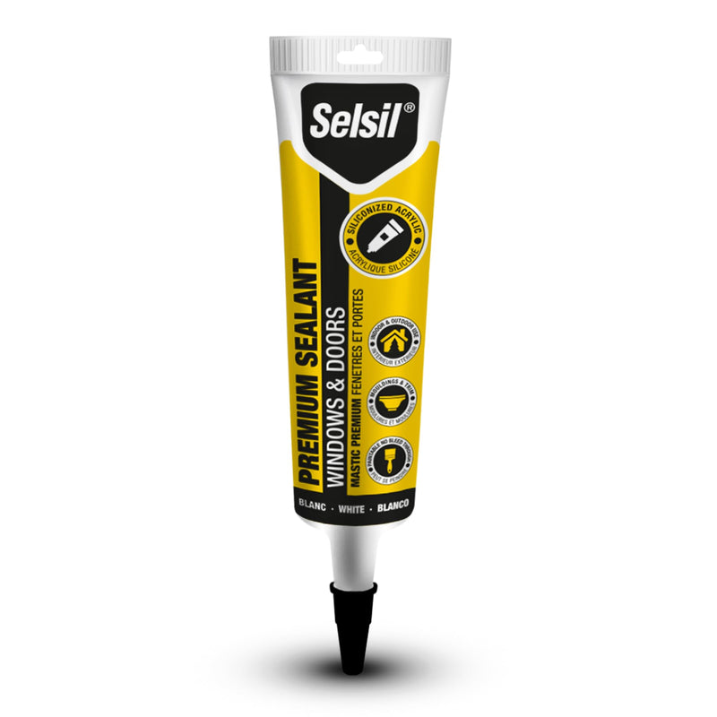 [Australia - AusPower] - Selsil Siliconized Super Acrylic Latex Sealant, Indoor & Outdoor Paintable Caulk - Flexible, Weather & Moisture Resistant, White Caulking for Baseboards, Windows, Doors & More - 5.5 oz (160 ml) 
