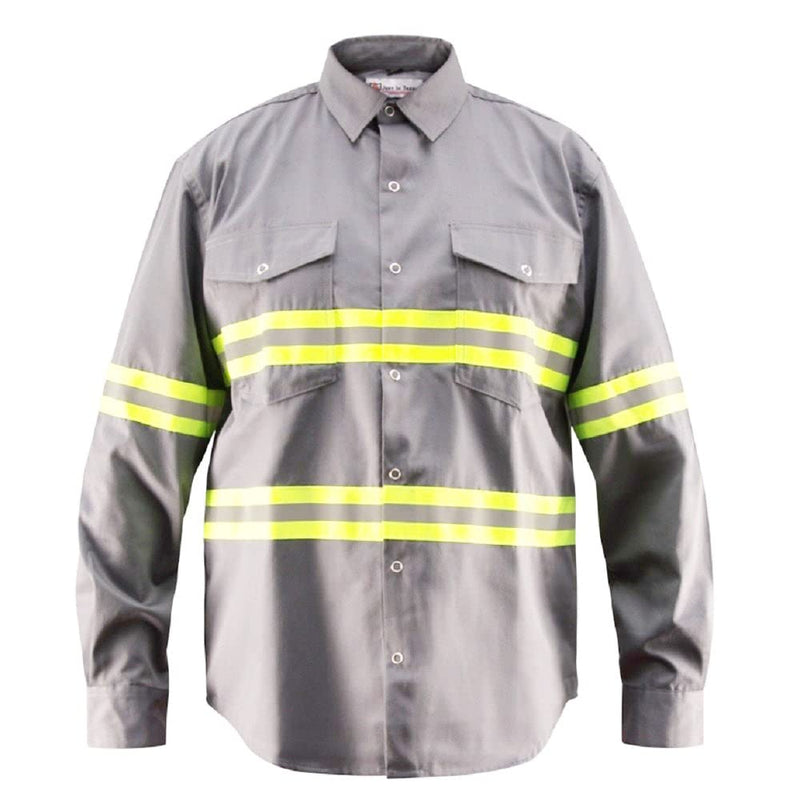 Premium High Visibility Safety Shirt - Full Sleeve Medium Light Grey