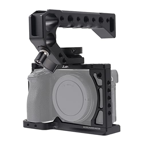 Hersmay A6500/A6400/A6300 Camera Cage Video Stabilizer with Top Handle for Sony A6500 A6400 A6300 A6000 A6100 Cameas DSLR Rig with Cold Shoe,Handle Locating Holes,Multiple 1/4" 3/8" Screw Holes
