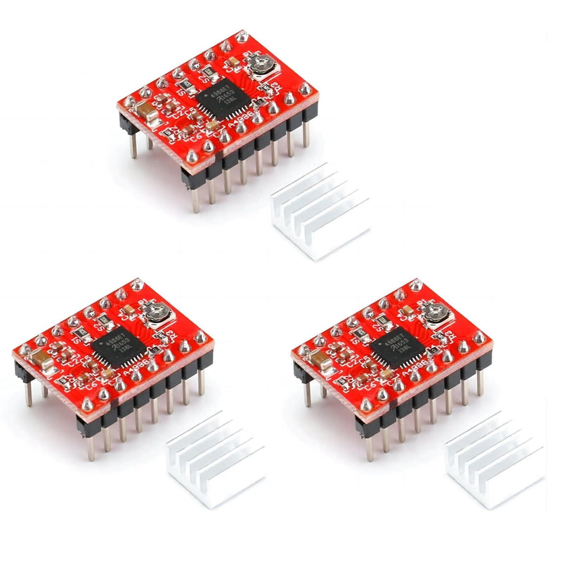 [Australia - AusPower] - A4988 Stepper Motor Drive with Heat Sink for Arduino, 3D Printer, CNC Machine or Robotics (3Pcs A4988) 3pcs A4988 