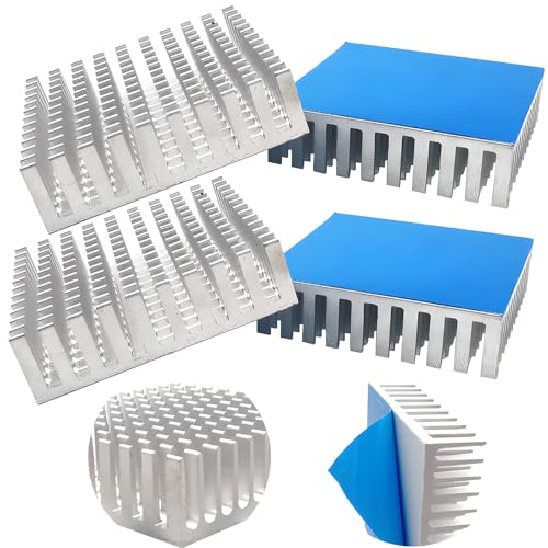 CTRICALVER Aluminum Cooling Fins Cooler Set (Silver) with Thermal Adhesive Tape, 40 x 40 x 11 mm, for Computer Hosts, 3D Printers etc Set5