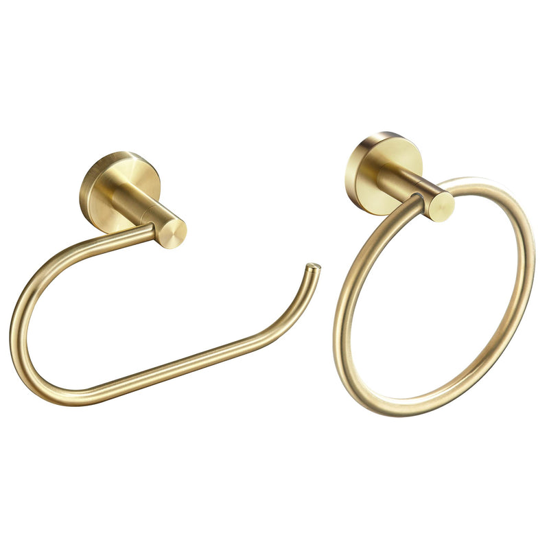 Gold Toilet Paper Holder Towel Ring,Brushed Gold Toilet Roll Holder Hand Towel Holder Bathroom Accessories,Wall Mount Rustic Modern Rustproof Stainless Steel Hardware Set 2PC Brushed Gold