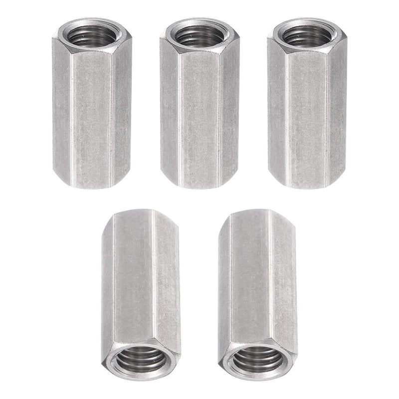 [Australia - AusPower] - M10x1.5mmx30mm(DxPxH) Hex Coupling Nuts - 5Pack - Good for Home Garage Repairs - 304 Stainless Steel Polishing Rod Coupling Nuts - Silver Tone M10x1.5mmx30mm 5 