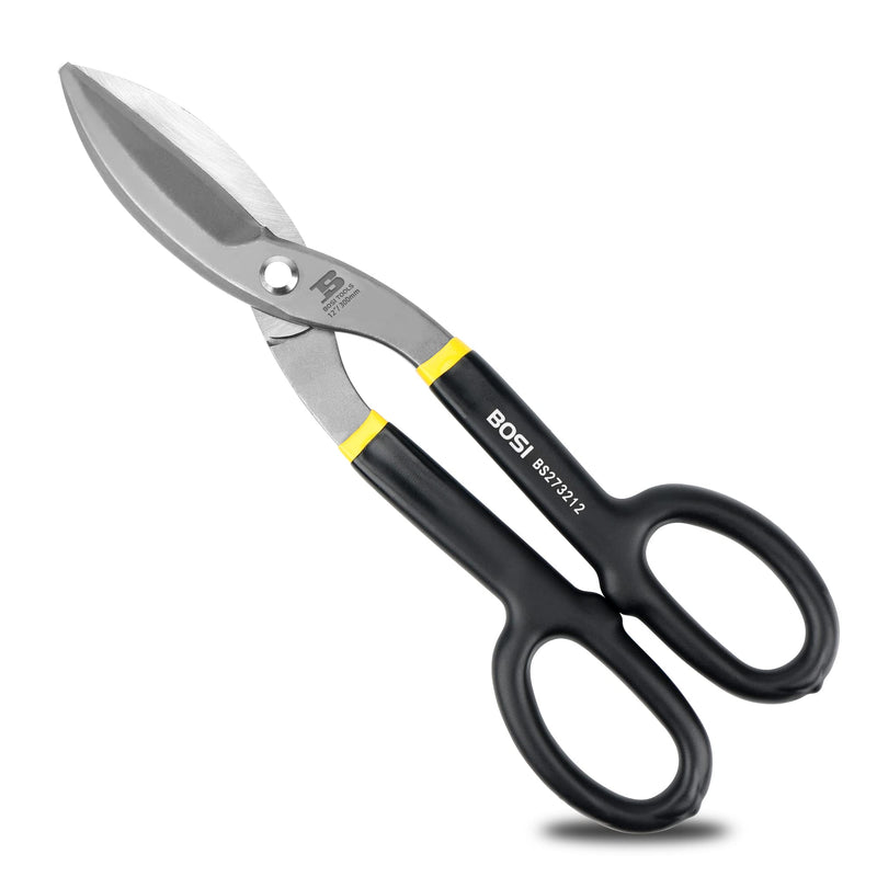 [Australia - AusPower] - Tin Snips 12 Inch Flat Blade Metal Cutters Straight Shears Heavy Duty Drop Forged Carbon Steel Blade with Comfortable Rubber Dipped Handle for Cutting Sheet Metal 