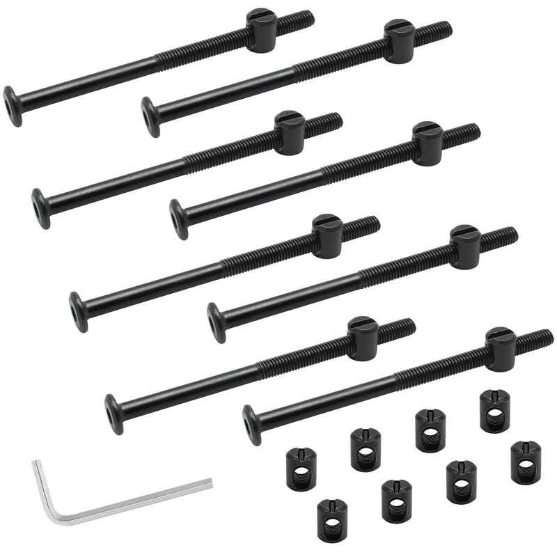 [Australia - AusPower] - M6 x 100mm Bunk Bed Bolts, Hex Drive Socket Furniture Barrel Screws Bolt Nuts Furniture Crib Baby Bed Bolt with Wrench(Black, 12 Pcs) M6*100 Black 