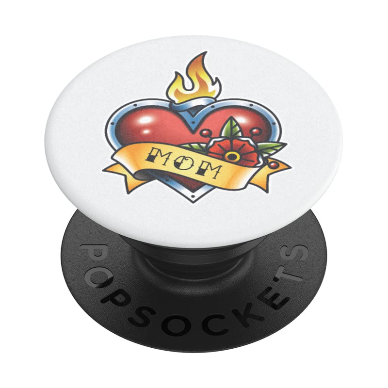 [Australia - AusPower] - PopSockets PopGrip Cell Phone Grip & Stand Mom Flaming Heart Tattoo 