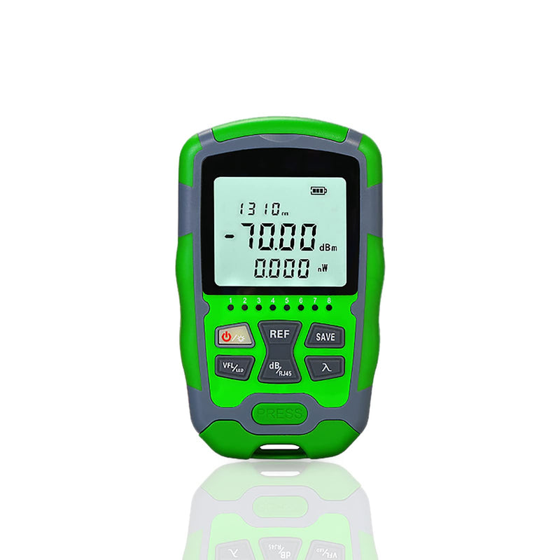 [Australia - AusPower] - Optical Power Meter, Portable Fiber Optic Cable Tester,850,980,1270,1300,1310,1490,1550,1577,1625,1650nm, RJ45 Network Testing, 70 10dbm with Battery and USB Charging Cable 15MW 