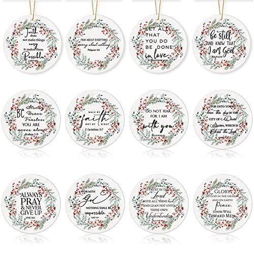 12 Pcs Christian Christmas Ornament Bulk Bible Verse Hanging, Classic 12