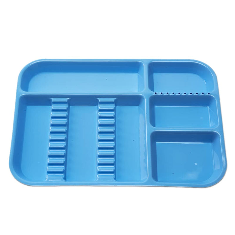 [Australia - AusPower] - Dental Instrument Tray Autoclavable Plastic Divided Trays Size B (13 x 9.4") for Medical Instrument Set Lab Tatto and Beauty Salon (Blue) Blue 