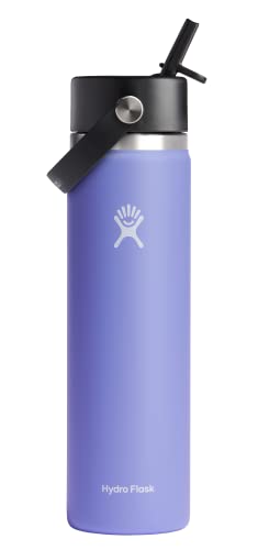 Hydro Flask 24 Oz Wide Flex Straw Cap Bottle - Insulated Stainless Steel - Wide Straw Lid, Non Spill, Leakproof in Lupine