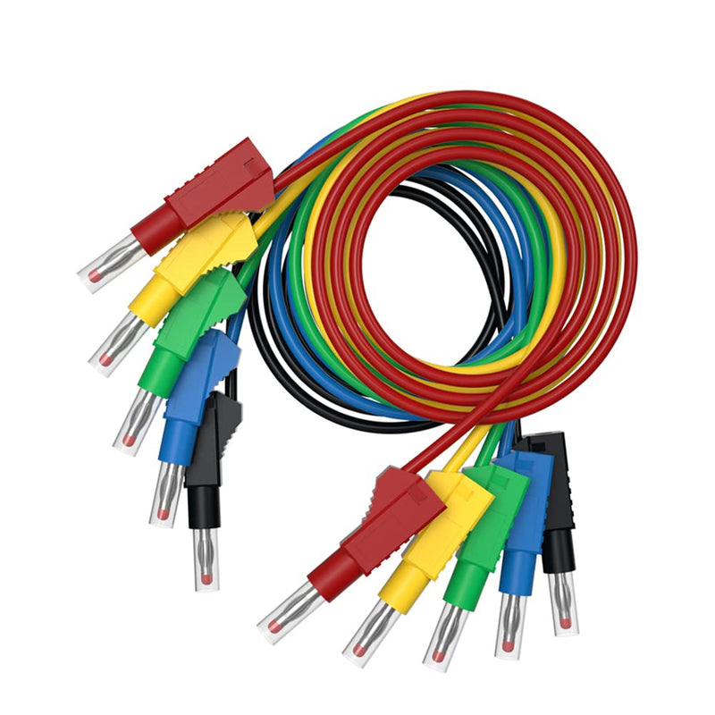 [Australia - AusPower] - 5pcs 4mm Retractable Banana Plug Stackable Test Leads Cable 100cm/3.3ft, Safety Test Line for Multi-Meter Jumper Wire J.70022 B 