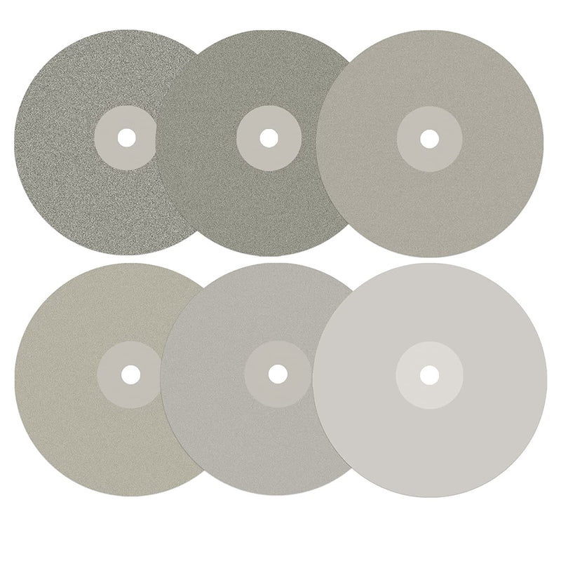 DZQ Diamond Flat Lap Wheel Disc Arbor Hole 6" x 1/2" Abrasive Lap 1000 1200 1500 2000 2500 3000 Grit for Cutting or Sanding Stone and Glass 6PCS-grit 1000 1200 1500 2000 2500 3000