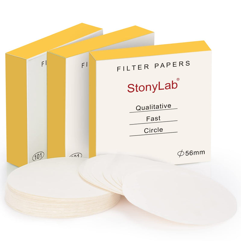 [Australia - AusPower] - stonylab Qualitative Filter Paper, 3-Box 56 mm Diameter Fast Speed Cellulose Filter Paper with 25 Micron Particle Retention Filtration Speed, Set of 3 x 100 Pcs 56 mm (Pack of 3) 