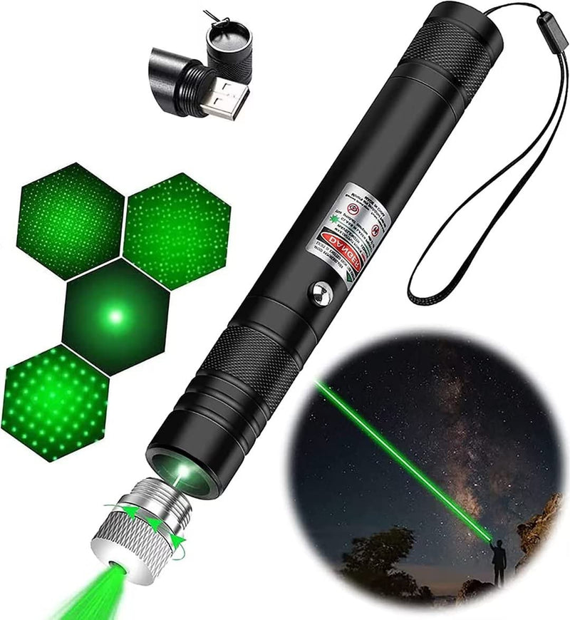 [Australia - AusPower] - Cowjag Long Range Green Laser Pointer, 2000 Metres Laser Pointer High Power Pen, Green Lazer Pointer Rechargeable for Hiking, Cat Laser Toy USB Charge(Green Light) 