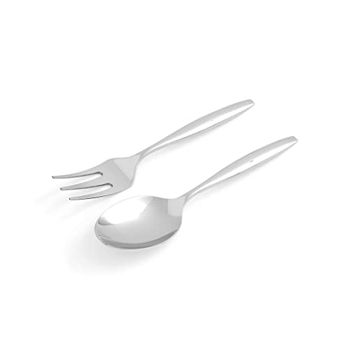 Portmeirion Sophie Conran Arbor Salad Servers - Set of 2, 10 Inch Stainless Steel Serving Utensils with Rounded Slender Handles for Dining, Kitchen & Salad Tableware - Dishwasher Safe
