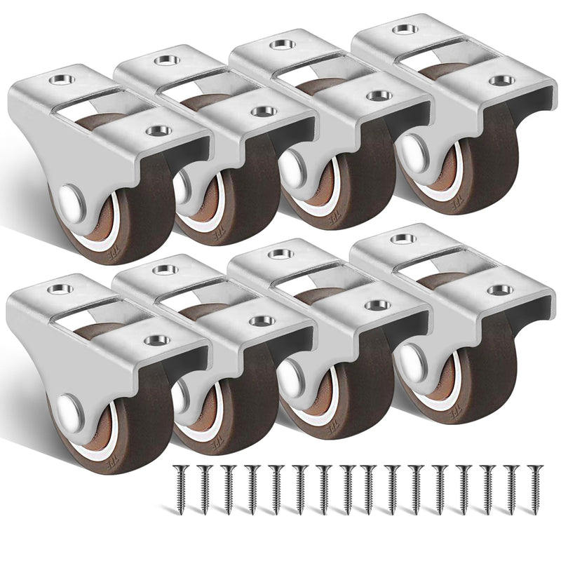 [Australia - AusPower] - Caster Wheels Rigid Fixed Non Swivel Casters, Top Plate Fixed Caster, Rubber casters (8 Pcs, 1.5 Inch) 8 
