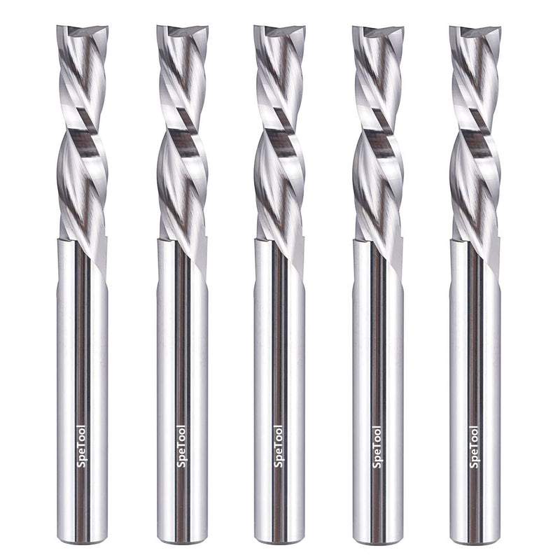 [Australia - AusPower] - SpeTool 5PCS Spiral Downcut Router Bits 1/4" Shank 1" Cutting Length Solid Carbide CNC Router Bit Set End Mills for Plunge Router Wood Carving 5 