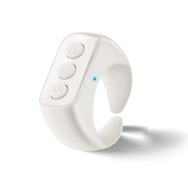 [Australia - AusPower] - Tiktok Scrolling Ring, Kindle APP Page Turner Remote, Bluetooth Remote Clicker Control for iPhone and Android, Minimalist Style and Smart Make Life Easier - Snow White 