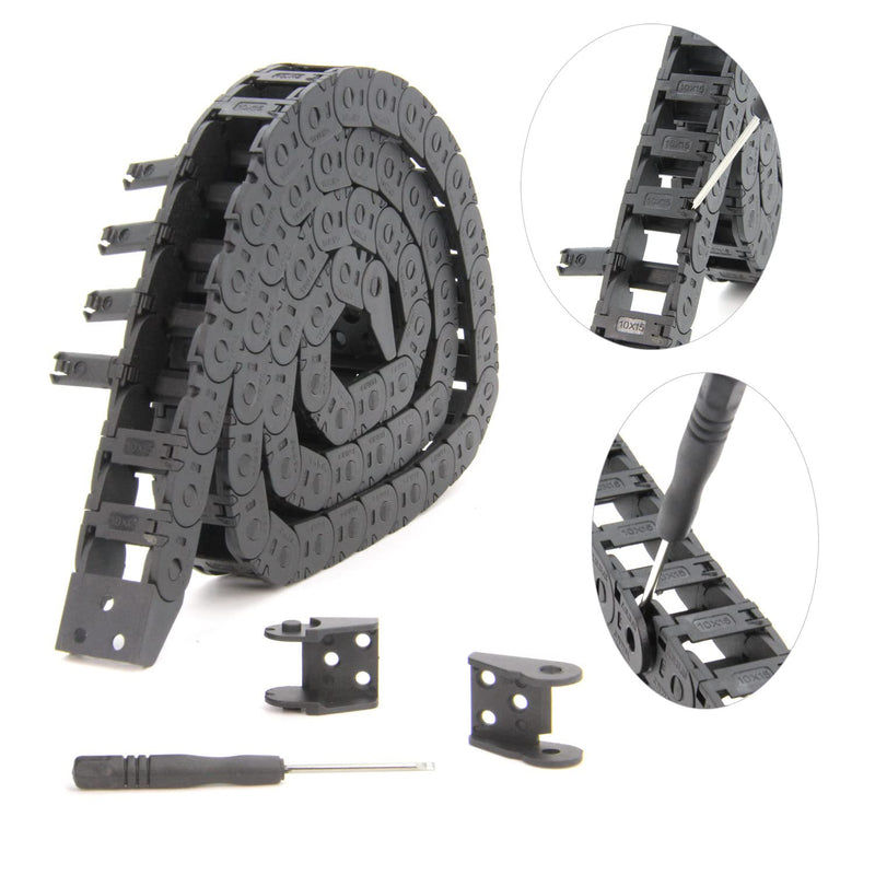 [Australia - AusPower] - 1Meter/39.4Inch Drag Chain Cable Carrier 10x15mm Open Type R18 Cable Chain Wire for 3D Printer and CNC Machines Comes with a Pair End Connectors,1pcs Screwdriver Tool 