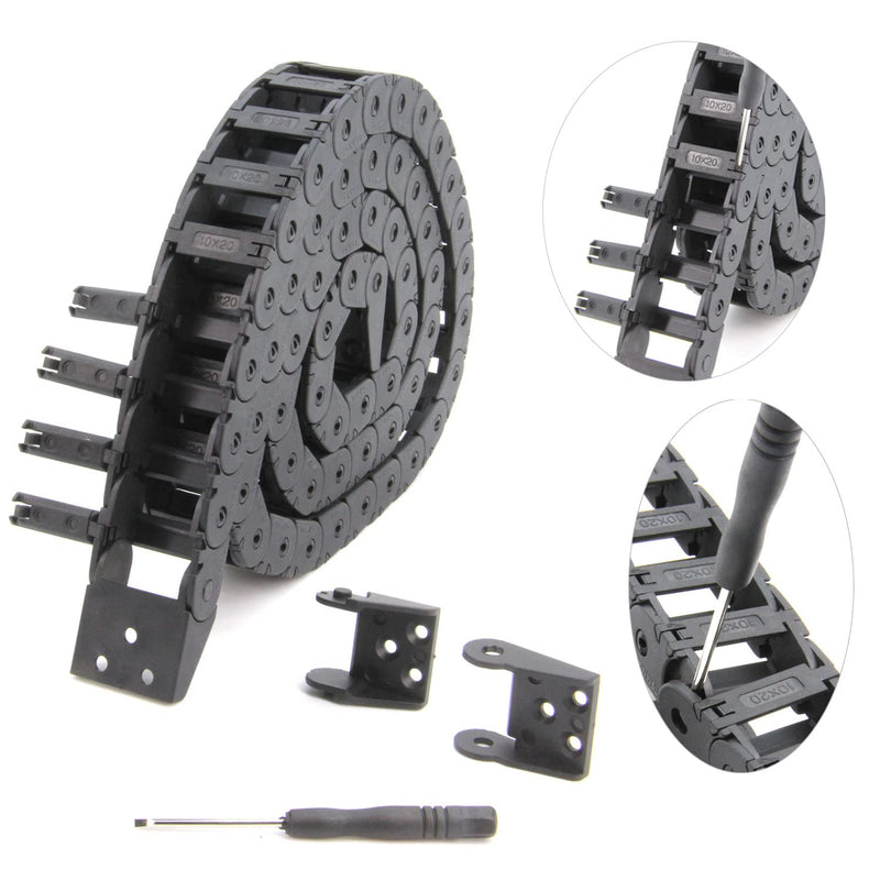 [Australia - AusPower] - 1Meter/39.4Inch Drag Chain Cable Carrier 10x20mm Open Type R18 Cable Chain Wire for 3D Printer and CNC Machines Comes with a Pair End Connectors,1pcs Screwdriver Tool (10x20MM-Outside Open) 10x20MM-Outside Open 