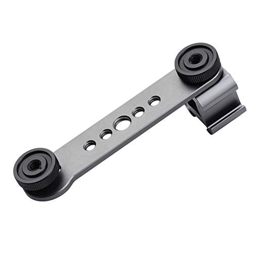 Andoer Triple Cold Shoe Mount Bracket Extension Bar with 1/4 Inch & 3/8 Inch Thread for Gimbal Stabilizer Tripod Camera Flash Light
