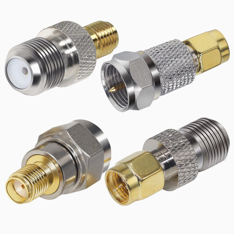 TUOLNK 4pcs F Type to SMA Adpter, F to SMA Cable Genger Changer Coaxial Adapter Kit RF SMA F Connector for Antennas Broadcast Radio TV Camera WiFi