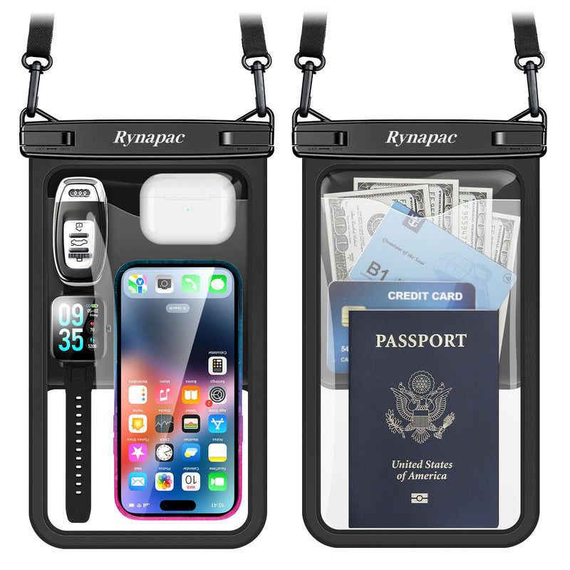 [Australia - AusPower] - [Up to 10"] Large Waterproof Phone Pouch Bag - 2Pack Waterproof Phone Case for iPhone 15 Pro Max 14 13 12 Galaxy S23 S22 S21, IPX8 Cell Phone Water Protector Pouch Beach Essentials Vacation Must Haves Extra Large [10-inch] 