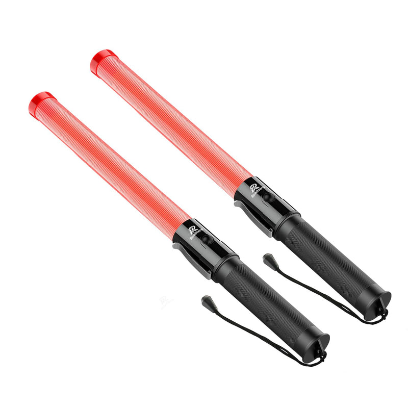 [Australia - AusPower] - 2 Pack Traffic Wand, 16 Inch Led Traffic Control Baton, Safety Light Wands with 2 Flashing Modes, Air Marshaling Signal Wand with Side Clip for Airport, Parking, Car Directing 2 Pack of 16 inch 