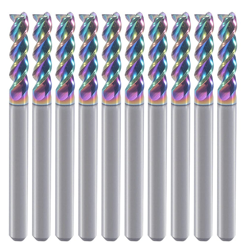 [Australia - AusPower] - 1/8" Carbide Square End Mill for Aluminum Copper Applications, 3-Flute,1/8" Cutting Diameter,1/8" Shank,DLC Coating, CNC Router Bits, End Mill Bits, U-Type Design, 10-Pack (3.175 * 3.175 * 12mm) 3.175*3.175*12mm 
