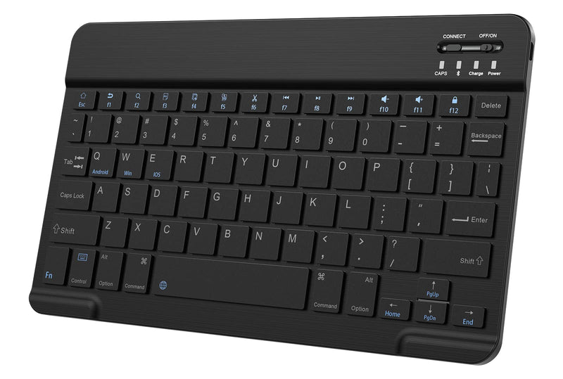 [Australia - AusPower] - Ultra-Slim Small Bluetooth Keyboard, Portable Rechargeable External Cordless Wireless Keyboard for Android Tablet Cell Phone Samsung Smartphone iPad Mini Air Pro iPhone Windows Surface (Black) Black 