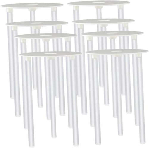 Angoily 8 Sets Cake Dowel Rods for Tiered Cakes - 8 Inch Separator Plates & Support Straws - White Plastic Piling Columns for Stacking Multi-Layer