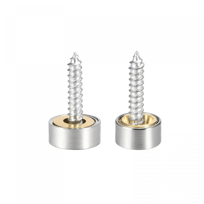 [Australia - AusPower] - uxcell 10mm Brushed Stainless Steel Mirror Screws, Decorative Caps Cover Nails 12pcs 