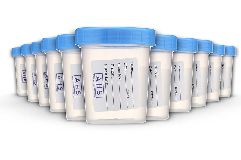 [Australia - AusPower] - AHS American Hospital Supply Sterile Specimen Cups | Sterile Urine Cups with Lids | Single-Use Urine Sample Containers with Screw On, Leak-Resistant Lid, (Pack of 10) 4 Oz. Pack of 10 