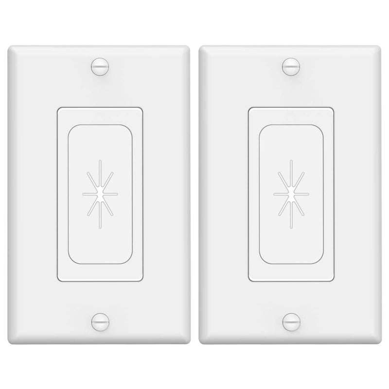 [Australia - AusPower] - VCELINK Wall Plate Cable Pass Through, Single Gang Decorator Wall Plate Cover, Flexible Rubber Wall Grommets Insert for Low Voltage Cables, Wall Mount TV, Home Theater System, 2-Pack, White 