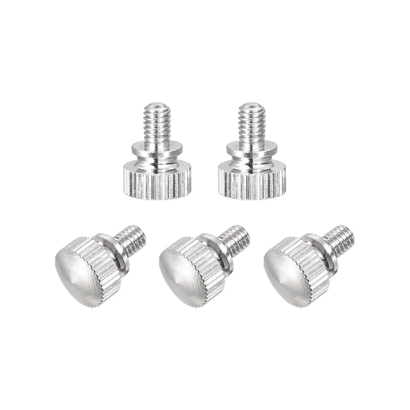 [Australia - AusPower] - uxcell Knurled Thumb Screws, M4x6mm Brass Shoulder Bolts Grip Knobs Fasteners, Nickel Plated 5Pcs 