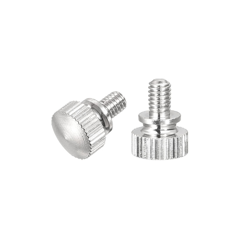 [Australia - AusPower] - uxcell Knurled Thumb Screws, M4x6mm Brass Shoulder Bolts Grip Knobs Fasteners, Nickel Plated 2Pcs 