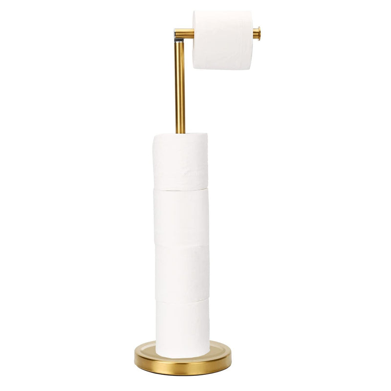 Toilet Paper Holder Stand Bathroom Toilet Paper Storage for 4 Paper Rolls with Heavy Base, Freestanding Toilet Paper Roll Holder (Gold) Gold Stainless Steel