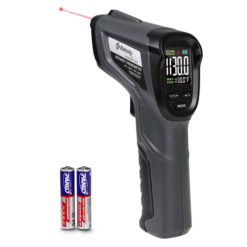 [Australia - AusPower] - Etekcity Infrared Thermometer Laser Temperature Gun -58°F 1130°F, Digital Laser IR Temp Heat Gun for Pool, Fridge, Engine, HVAC, Kitchen Cooking Accessories for Pizza Oven, Griddle, Meat Black 