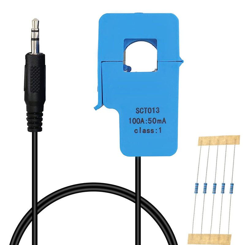 [Australia - AusPower] - 100A Non-invasive Sensor SCT-013-000 Split Core AC Current Transformer Two Output Formats Line Length 1.5m with Resistor, for Current Measurement 