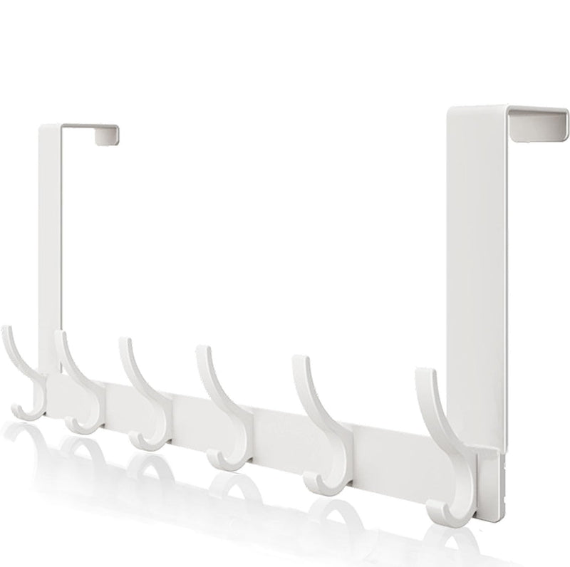 [Australia - AusPower] - Over The Door Hooks Rack, 6 Door Hanger Hooks, Over The Door Towel Rack for Hanging Coat, Towel, Bag, Robe, Hat, Back of Bathroom (White) White 