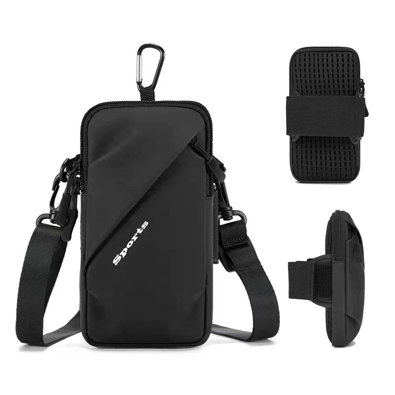 [Australia - AusPower] - Phone Holder Arm Bands, Small Crossbody Shoulder Holsters Bag with Arm Band, Fits iPhone and All Cell Phones, Use for Running, Walking, Hiking & Biking (Plus Size,Black) Black 
