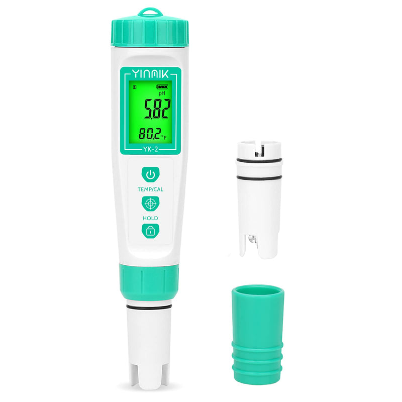 YINMIK Digital pH Meter with Extra Replaceable Probe, Pocket pH Tester for Hydroponics, Accurate Water Tester for Swimming Pool Hot Tub Aquariums Home Wine Brewing White