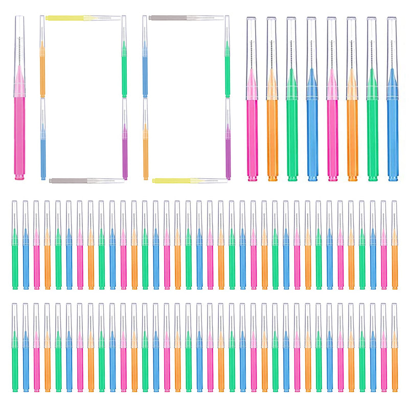 [Australia - AusPower] - 100pcs Braces Brush Disposable Interdental Brush Toothpick Dental Tooth Flossing Head Oral Dental Hygiene Flosser Dental Hygiene Flosser Tooth Cleaning Tools (Mixed Color) Mixed Color 