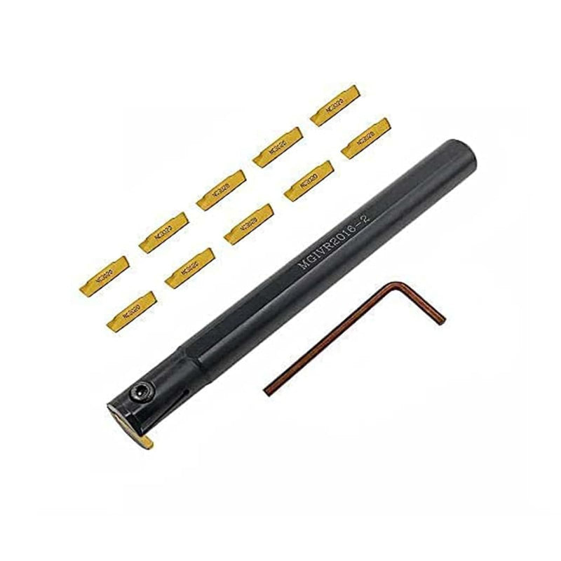 GBJ MGIVR2016-2 with MGMN200-G 3020 Grooving Cut-Off Cutter Grooving Insert Boring Bar 16mm 5/8" Grooving Cut-Off Holder for MGMN200 Carbide Inserts Holder MGIVR2016-2 + 10pcs MGMN200-G